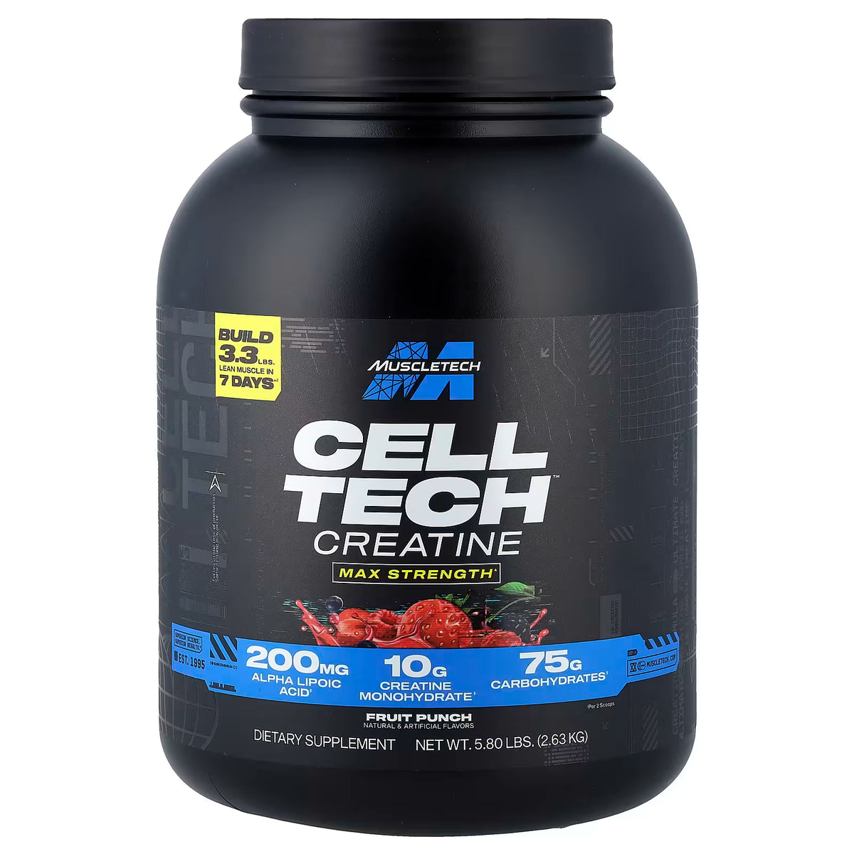 MuscleTech Cell-Tech Creatine Max Strength Fruit Punch 2.63kg (54 Servicios)