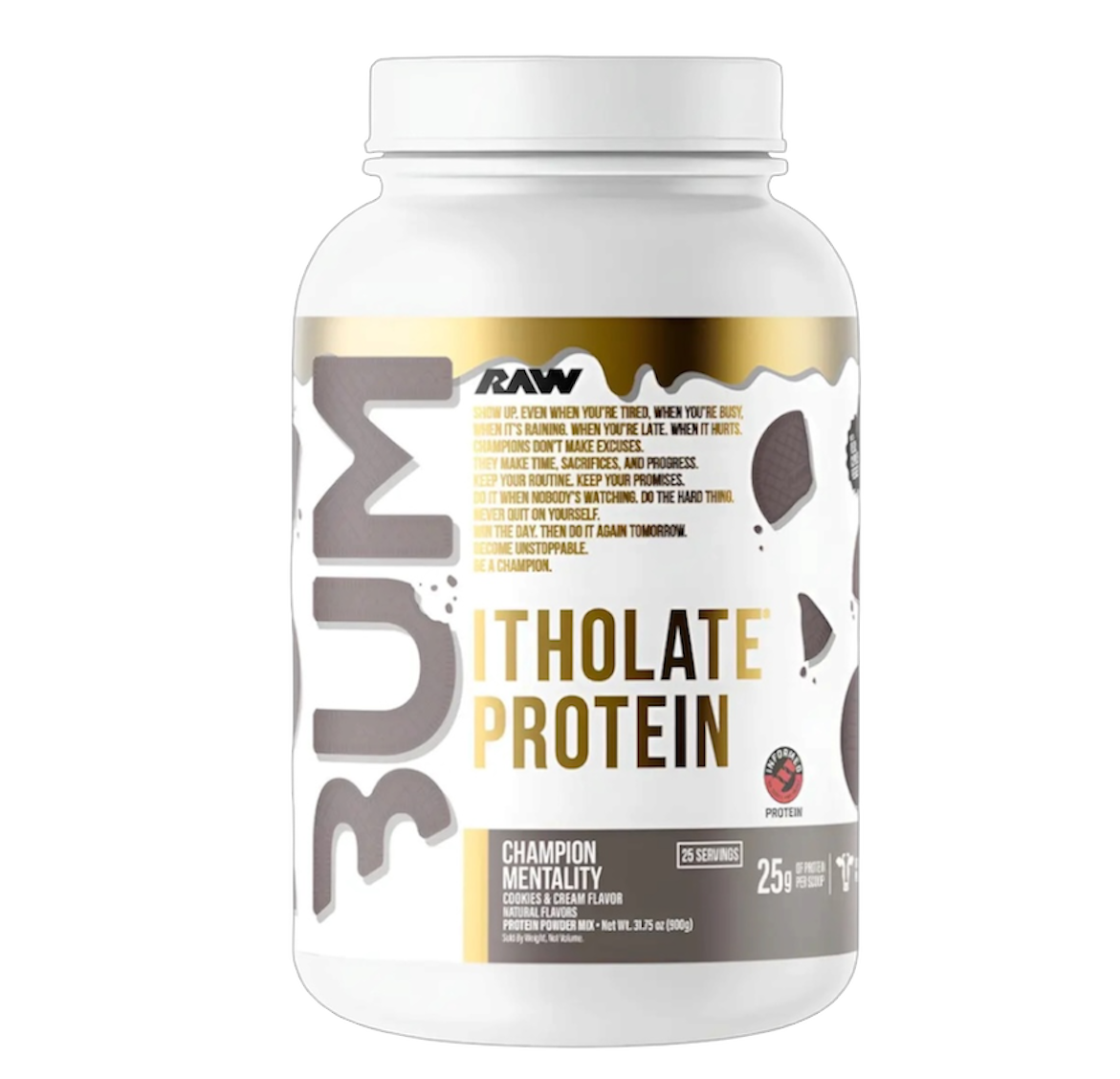 RAW Nutrition BUM Itholate Protein Cookies & Cream 900g (25 Servicios)