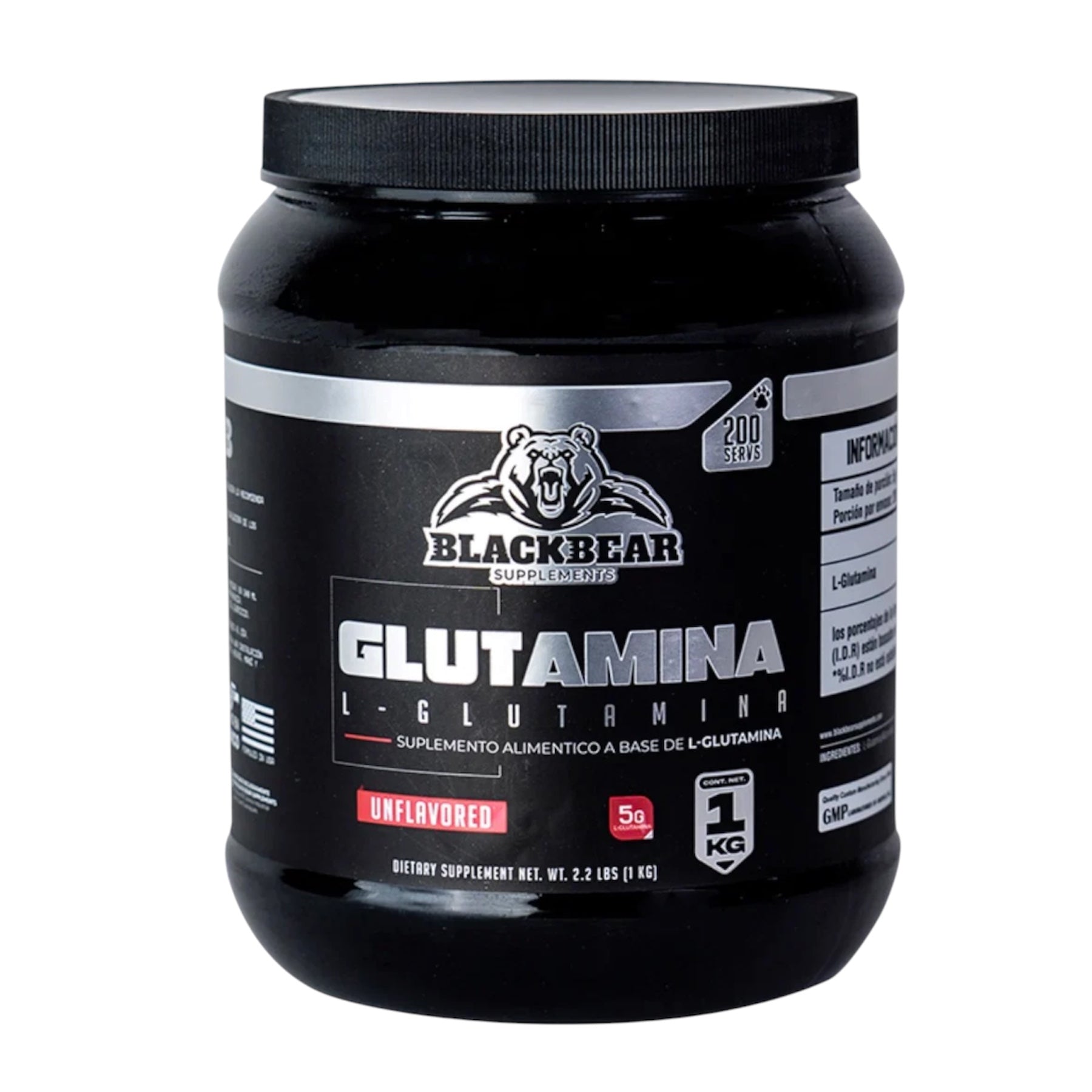 Aminoácidos L-Glutamina Micronizada BlackBear Supplements 200 Servicios 35.27 Onz. (1Kg.)