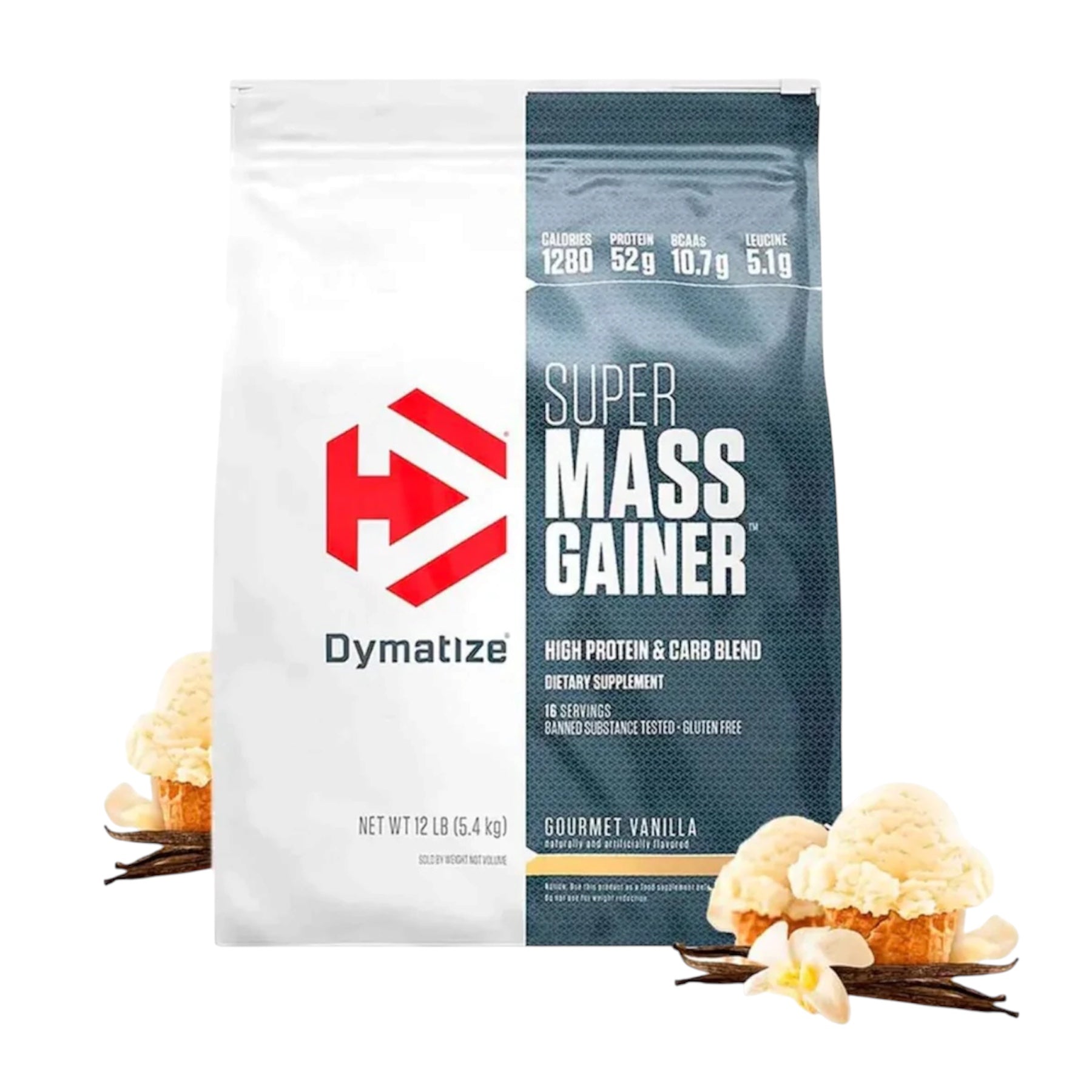 Gainer Super Mass Gainer Dymatize 16 Servicios 12 Lbs. (5.4Kgs.) Gourmet Vanilla